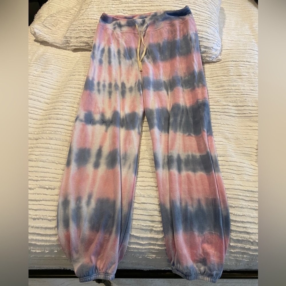 Sundry tie dye sweatpants. Pink and blue.